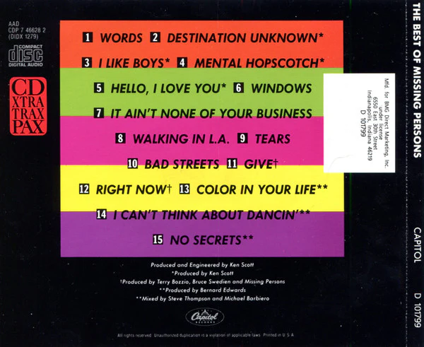 Missing Persons - The Best Of Missing Persons (CD) - Image 2