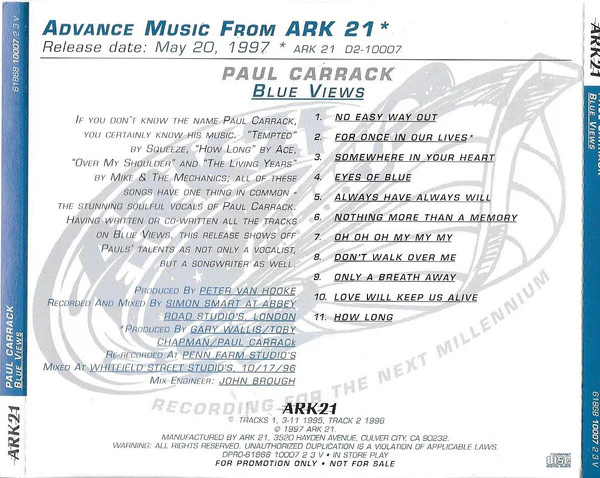 Paul Carrack - Blue Views (CD) - Image 2