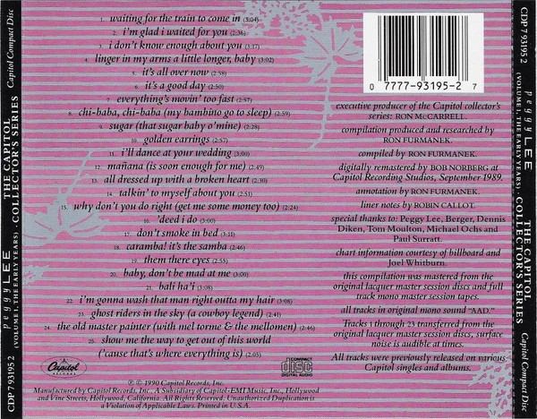 Peggy Lee - The Capitol Collector's Series (Volume 1, The Early Years) (CD) - Image 2