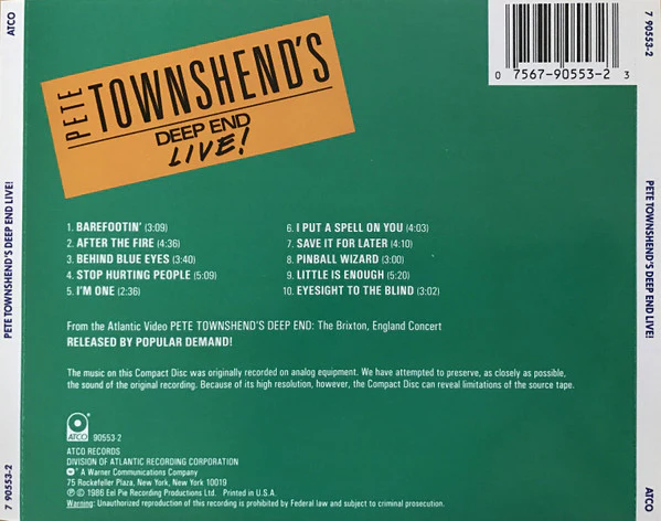Pete Townshend's Deep End* - Live! (CD) - Image 2