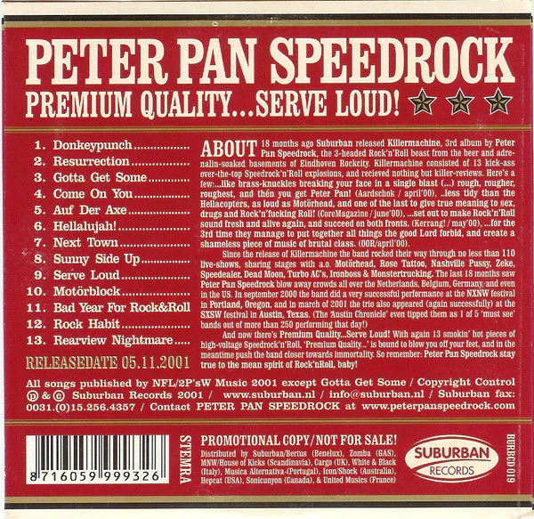 Peter Pan Speedrock - Premium Quality... Serve Loud! (CD) - Image 2
