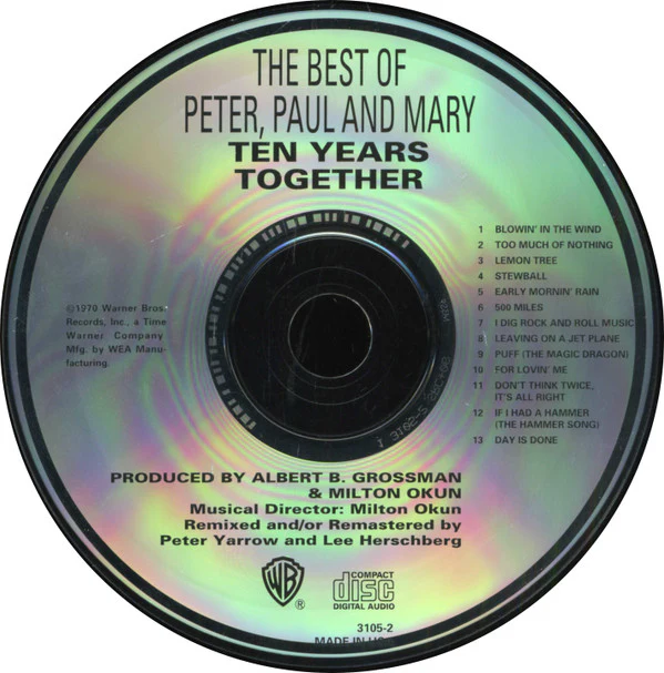 Peter, Paul And Mary* - The Best Of Peter, Paul And Mary 10 (Ten) Years Together (CD) - Image 4