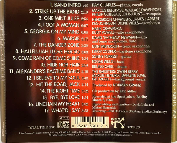 Ray Charles - Berlin, 1962 (CD) - Image 2