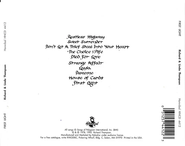 Richard & Linda Thompson - First Light (CD) - Image 2