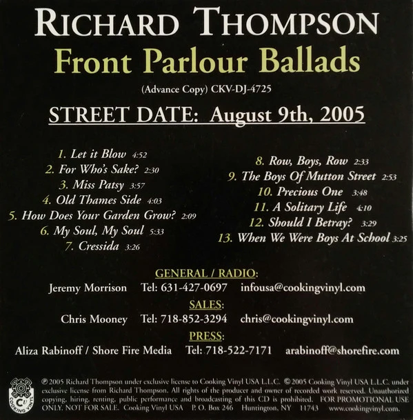 Richard Thompson - Front Parlour Ballads (CD) - Image 3