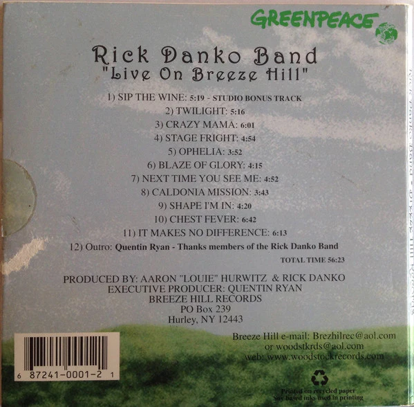 Rick Danko Band - "Live On Breeze Hill" (CD) - Image 2