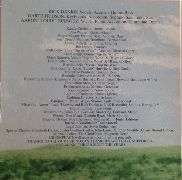 Rick Danko Band - "Live On Breeze Hill" (CD) - Image 3
