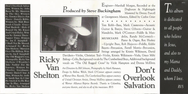 Ricky Van Shelton - Don't Overlook Salvation (CD, Album) - Image 4