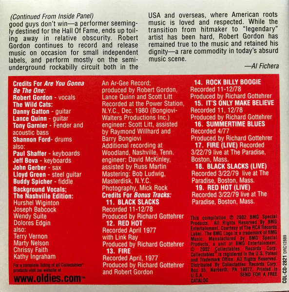 Robert Gordon  - Are You Gonna Be The One  (CD) - Image 4