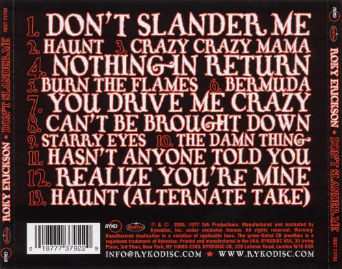 Roky Erickson - Don't Slander Me (CD) - Image 2