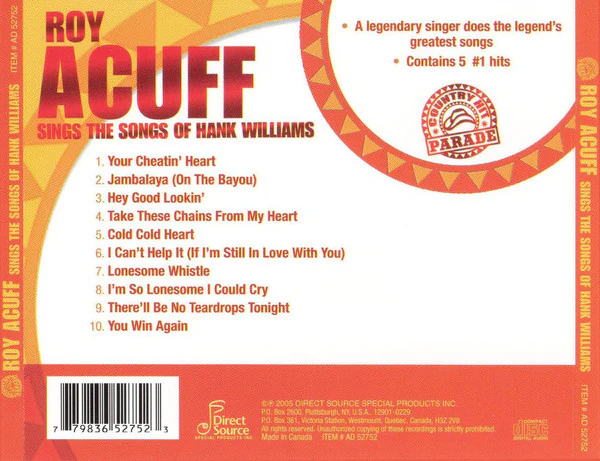Roy Acuff - Roy Acuff Sings The Songs Of Hank Williams (CD) - Image 2