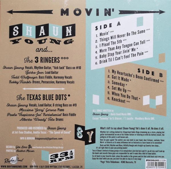 Shaun Young And The 3 Ringers, The Texas Blue Dots - Movin' (Vinyl) - Image 2