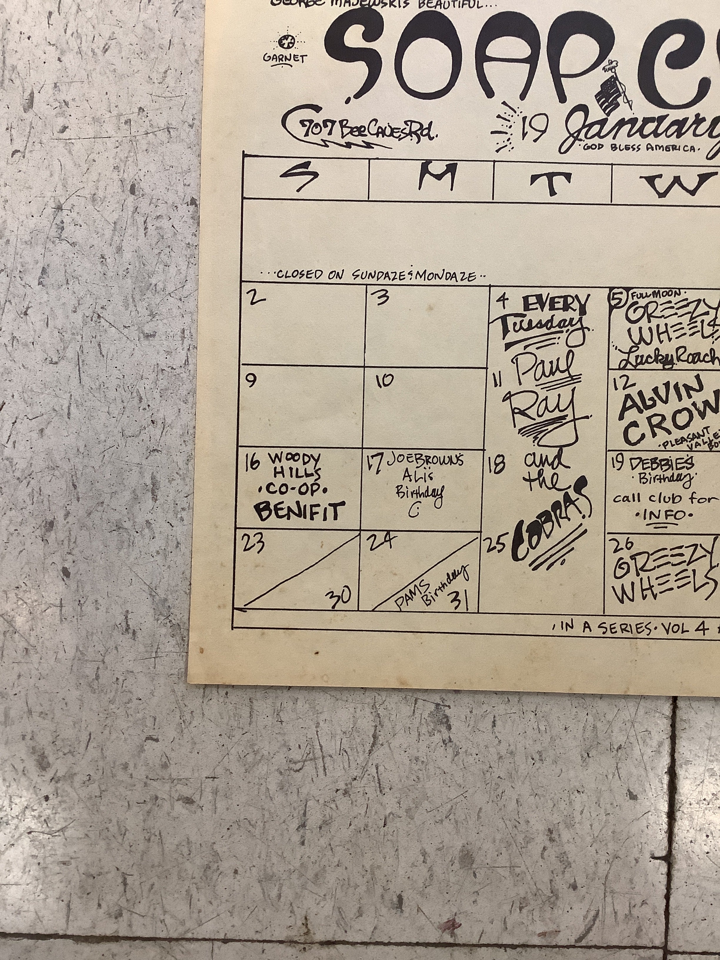 Soap Creek Saloon January Calendar - 1977 (Poster) - Image 5