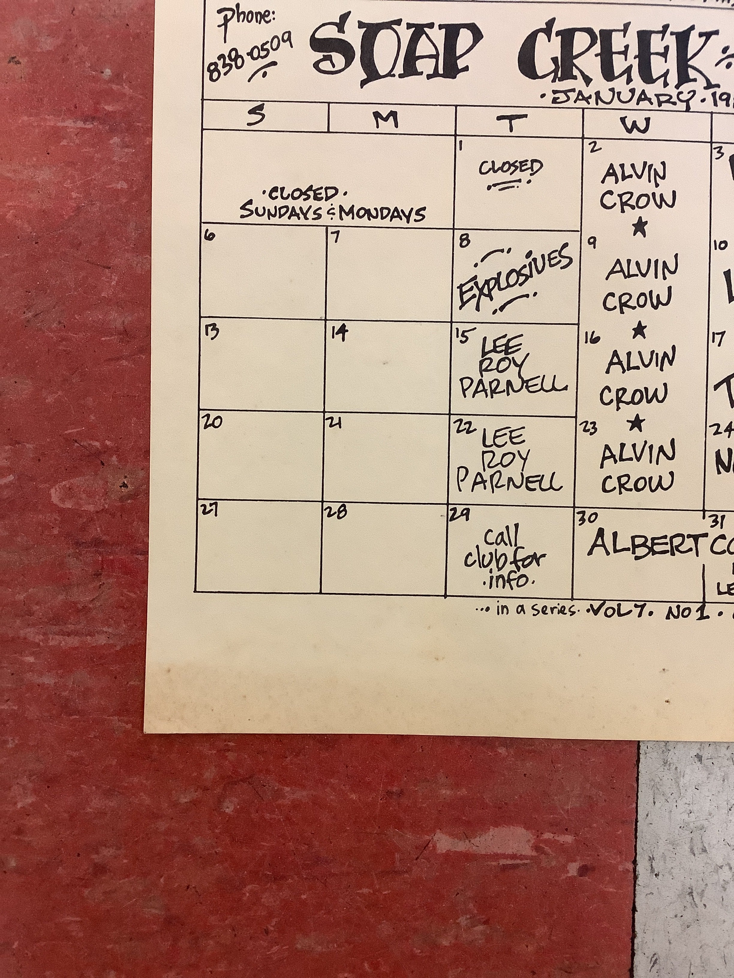 Soap Creek Saloon January Calendar - 1980 (Poster) - Image 5