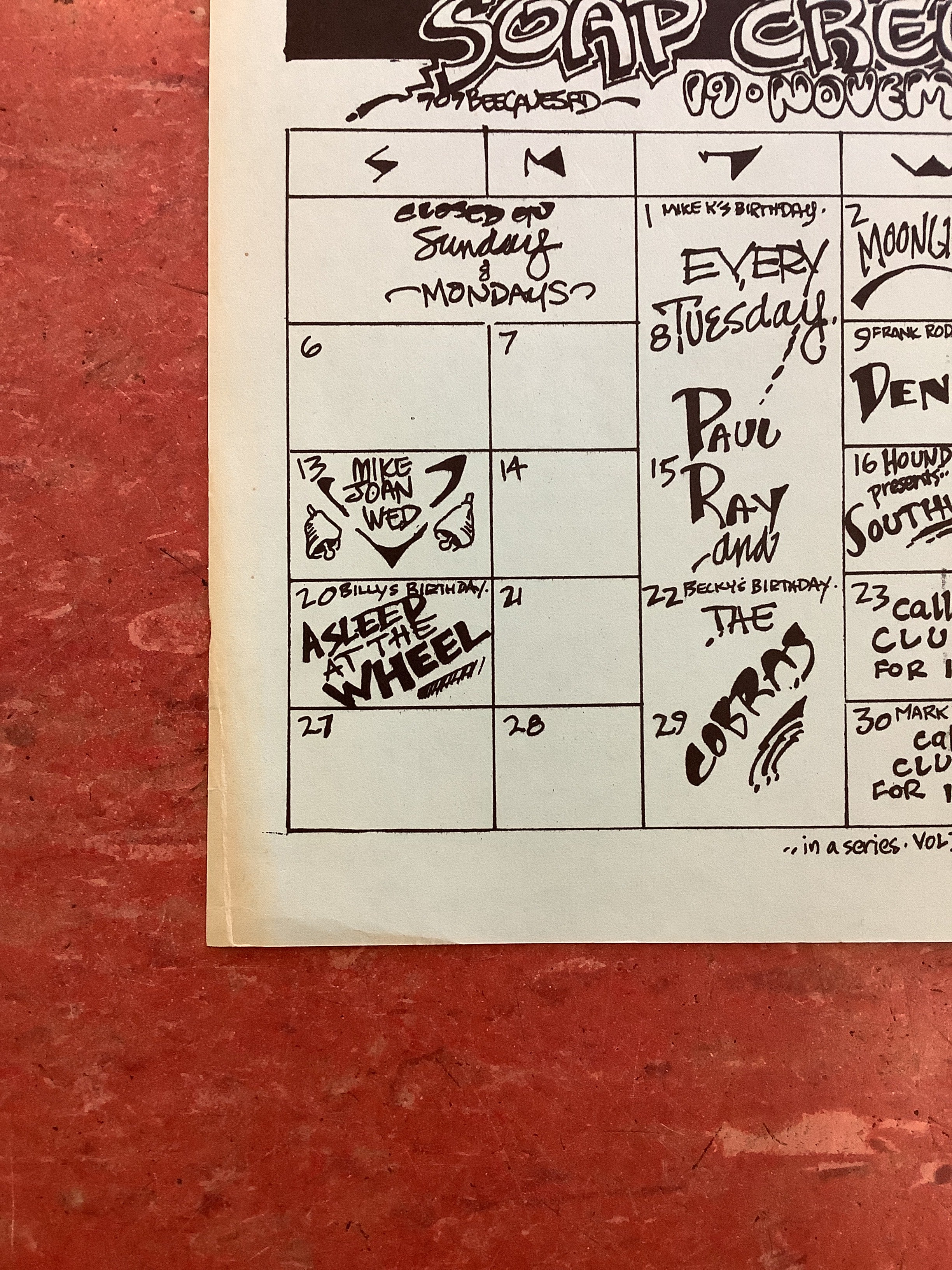 Soap Creek Saloon November Calendar - 1977 (Poster) - Image 5