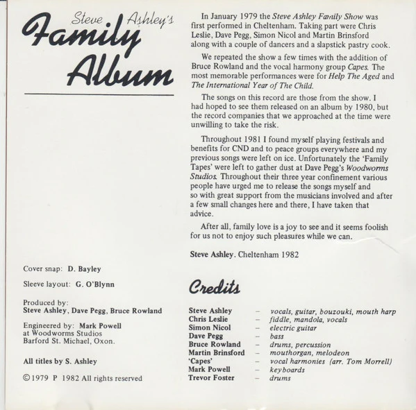 Steve Ashley - Steve Ashley’s Family Album (CD) - Image 2