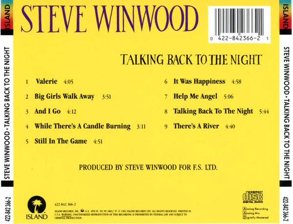 Steve Winwood - Talking Back To The Night (CD) - Image 2
