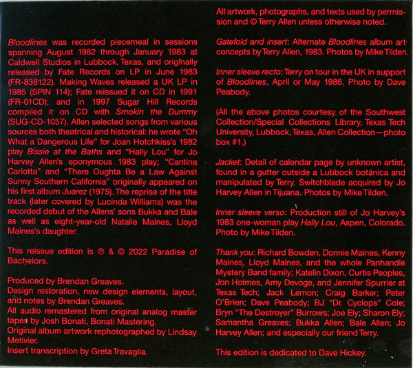Terry Allen & The Panhandle Mystery Band - Bloodlines (CD) - Image 4