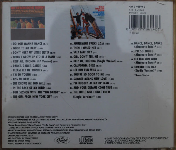 The Beach Boys - Today! / Summer Days (And Summer Nights!!) (CD) - Image 2