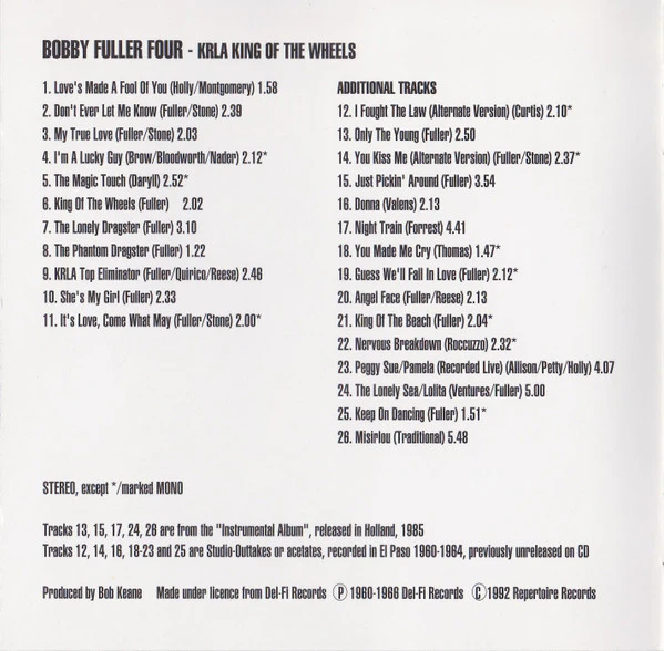 The Bobby Fuller Four - KRLA King Of The Wheels Plus 15 Bonus Tracks (CD) - Image 4