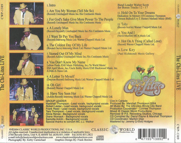 The Chi-Lites - Live (CD) - Image 2
