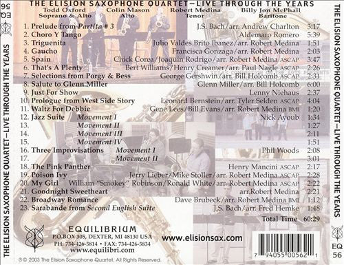 The Elision Saxophone Quartet - Live Through The Years (CD) - Image 2