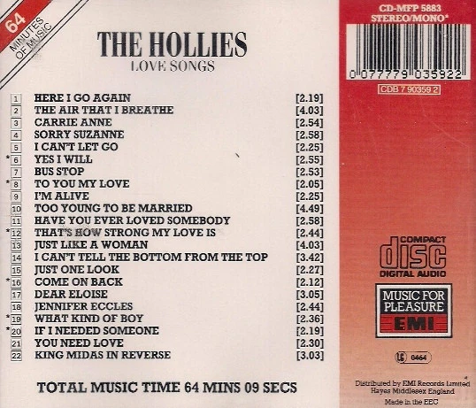 The Hollies - Love Songs (CD) - Image 2