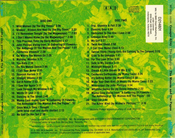 The Mamas And The Papas* - Creeque Alley - The History Of The Mamas And The Papas (CD) - Image 2