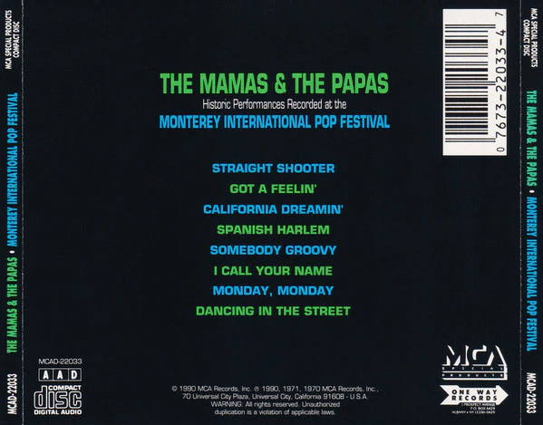 The Mamas & The Papas - Historic Performances Recorded At The Monterey International Pop Festival (CD) - Image 2