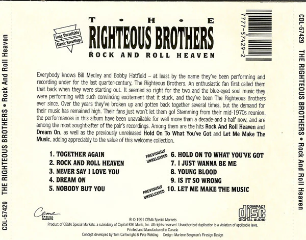 The Righteous Brothers - Rock And Roll Heaven (CD) - Image 2