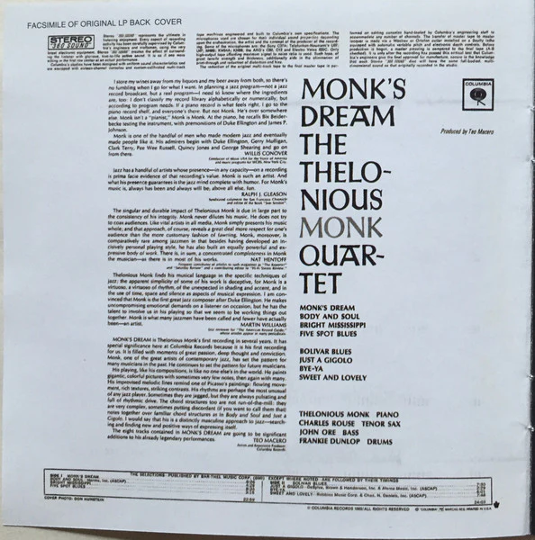 The Thelonious Monk Quartet - Monk's Dream (CD) - Image 5