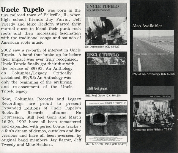 Uncle Tupelo - "The Long Cut" A One Hour Radio Special (CD) - Image 2