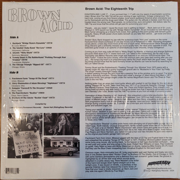 Various - Brown Acid: The Eighteenth Trip (Heavy Rock From The Underground Comedown) (Vinyl) - Image 2