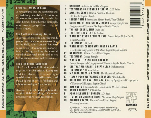 Various - Southern Journey Volume 4: Brethren, We Meet Again - Southern White Spirituals (CD) - Image 4