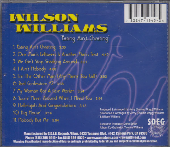 Wilson Williams - Eating Ain't Cheating (CD) - Image 2