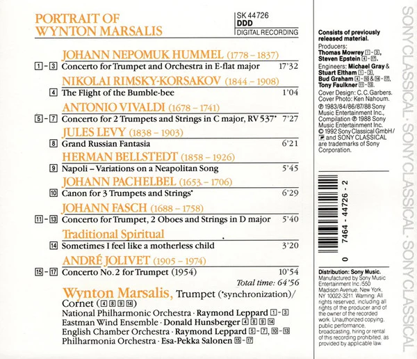 Wynton Marsalis - Portrait Of Wynton Marsalis (CD) - Image 2