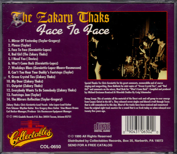 Zakary Thaks - Face To Face (CD) - Image 2